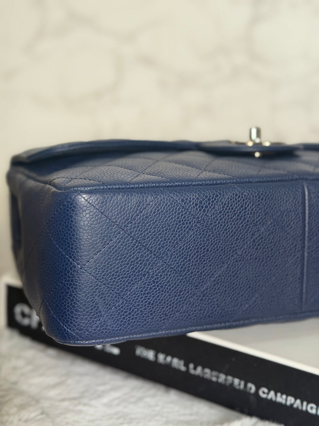 CHANEL series 13 Navy Caviar SHW Timeless Classic Jumbo Single Flap Bag 2010