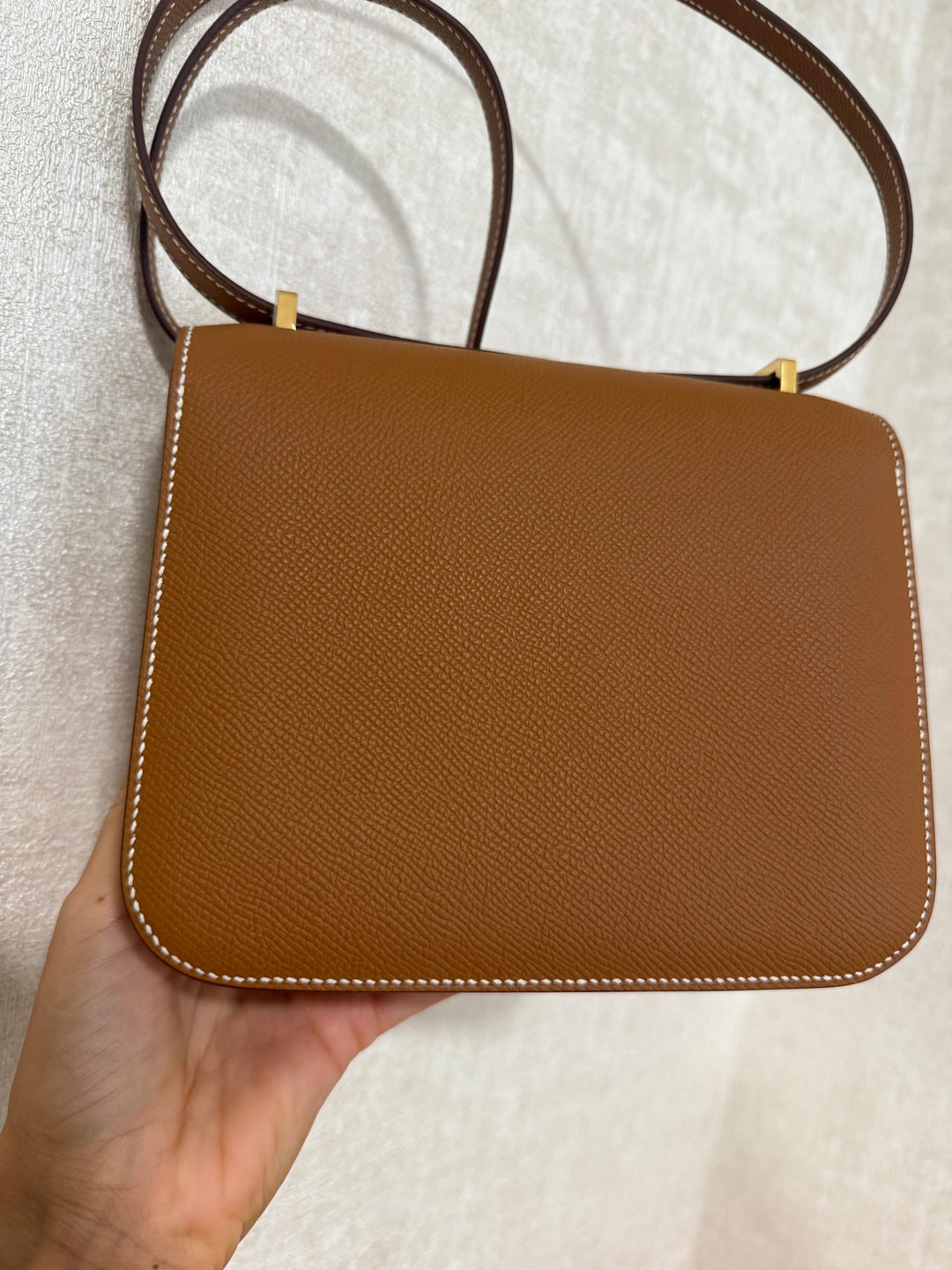 HERMES Constance 18 Gold Epsom Leather GHW Flap bag Stamp B 2023