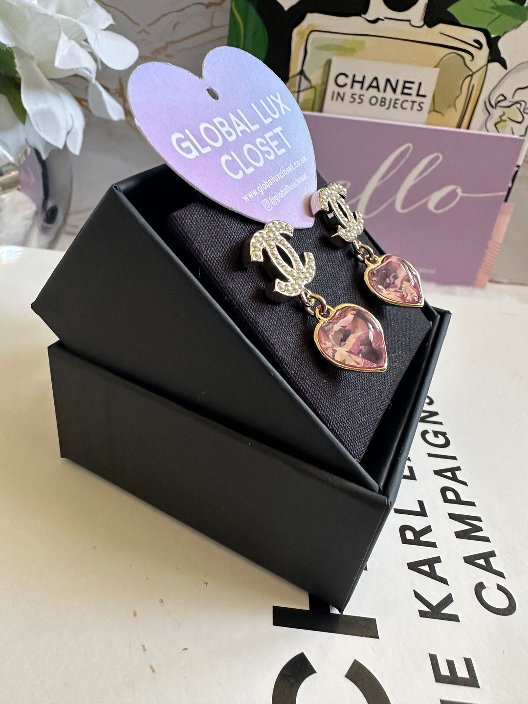 Chanel 22B Heart Gold Tone Earrings