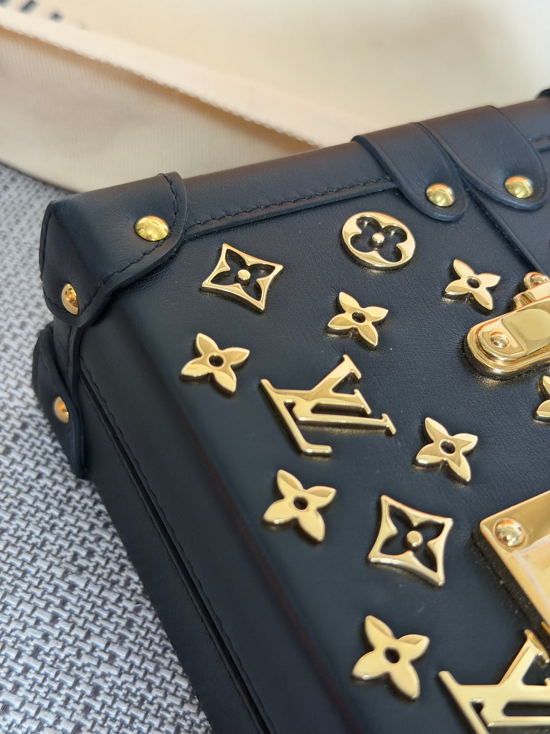 LOUIS VUITTON LV Petite Malle in Metal Black and Gold