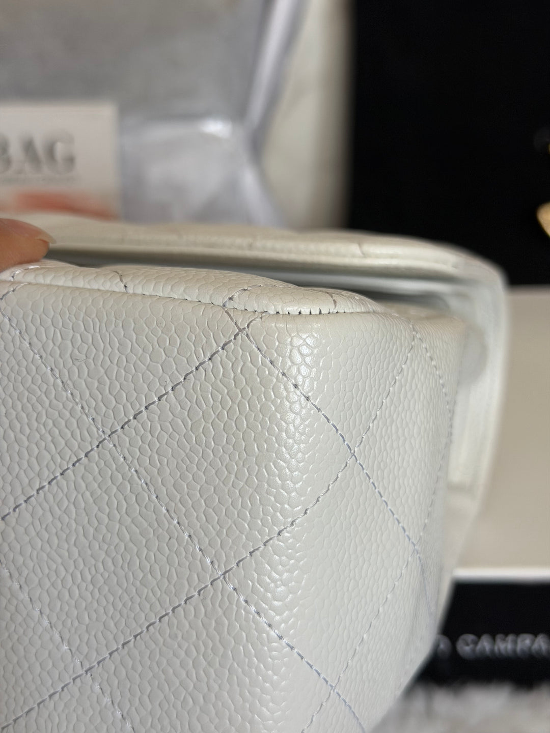 CHANEL White Caviar GHW Jumbo Double Flap Classic Bag 2010
