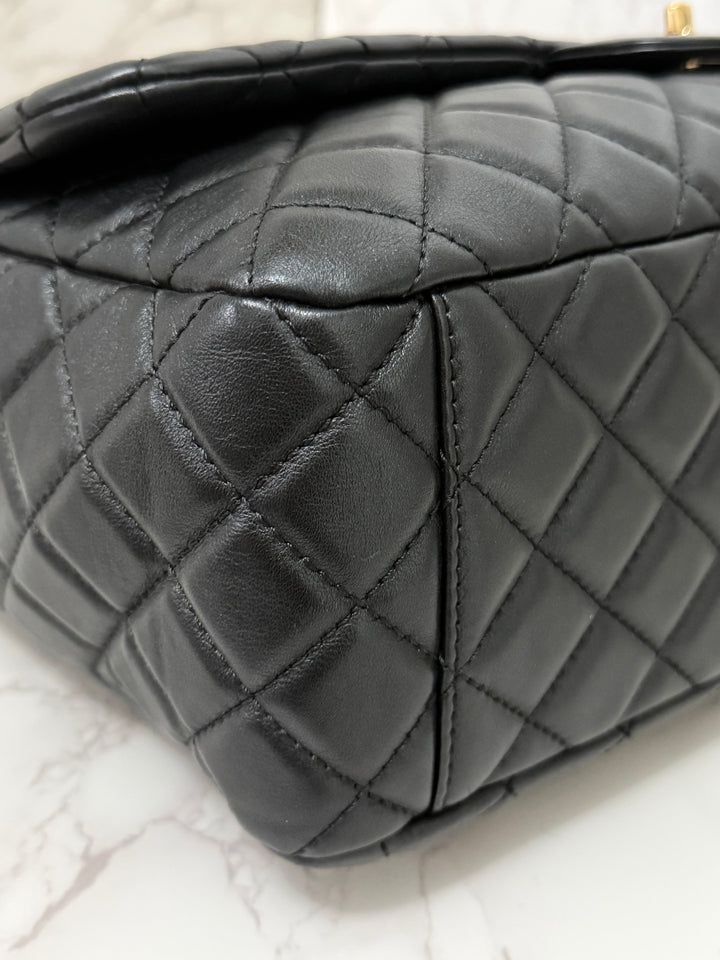 Chanel series 28 19B collection 2019 Black Calf Skin LGHW Small XXL Airliner (40 cms) Single Flap Bag