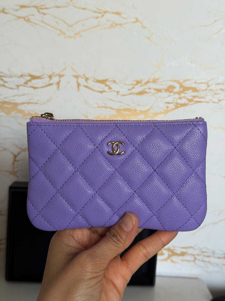 CHANEL series 28 20S purple caviar LGHW Mini O Case Pouch 15 cms