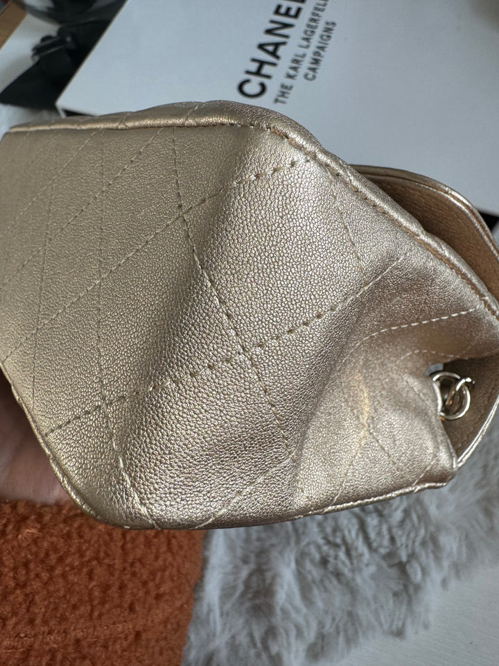 Chanel 21P series 31 Iridescent Gold Lambskin LGHW Mini Rectangular Flap Bag