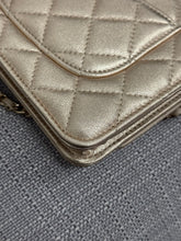 Load image into Gallery viewer, Chanel 21P 2021 Pre Spring/Summer Collection series 31 Iridescent Gold Lambskin Champagne GHW Classic Wallet on Chain (WOC)
