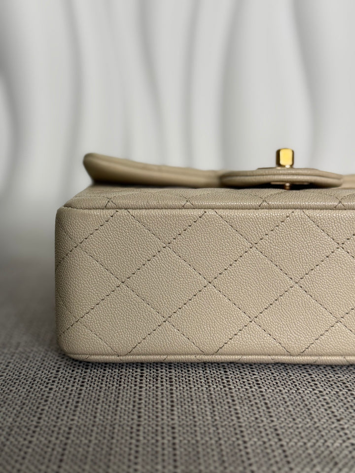 CHANEL 21S series 31 Beige Caviar Aged GHW Mini Rectangular Flap Bag with Top Handle 2021