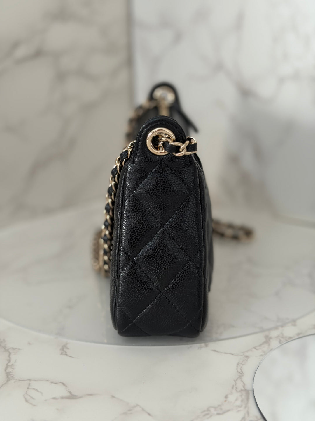 CHANEL New style Clutch/Wallet on Chain WOC in Black caviar LGHW and Burgundy lining 2025