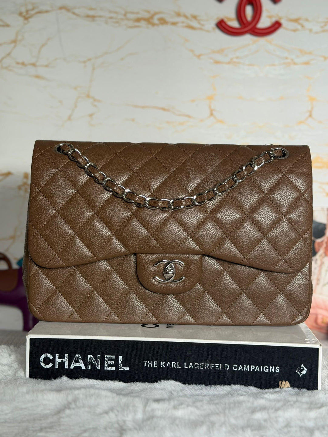 CHANEL series 15 Brown Caviar SHW Jumbo Classic Double Flap Bag 2011
