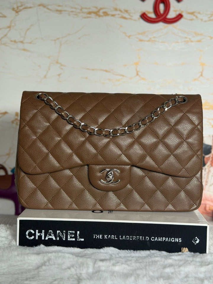 CHANEL series 15 Brown Caviar SHW Jumbo Classic Double Flap Bag 2011