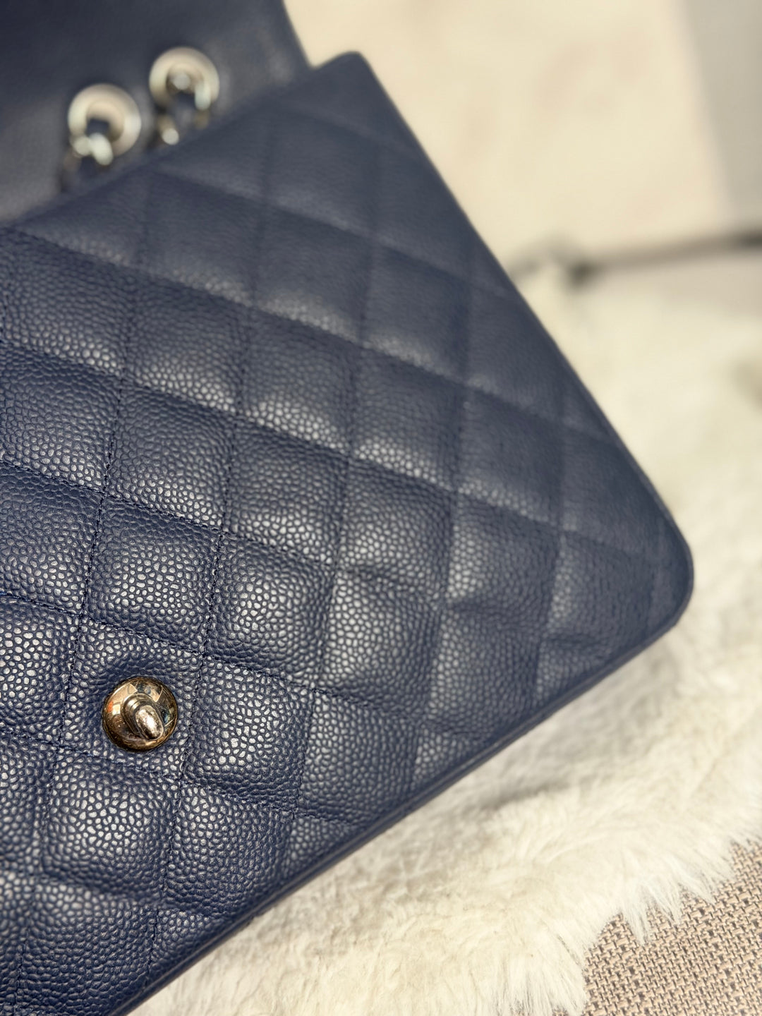 CHANEL series 13 Navy Caviar SHW Timeless Classic Jumbo Single Flap Bag 2010