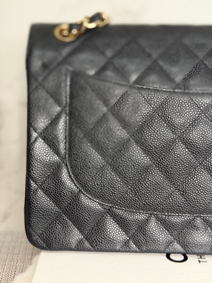CHANEL series 17 Black Caviar GHW Jumbo Classic Double Flap Bag 2012
