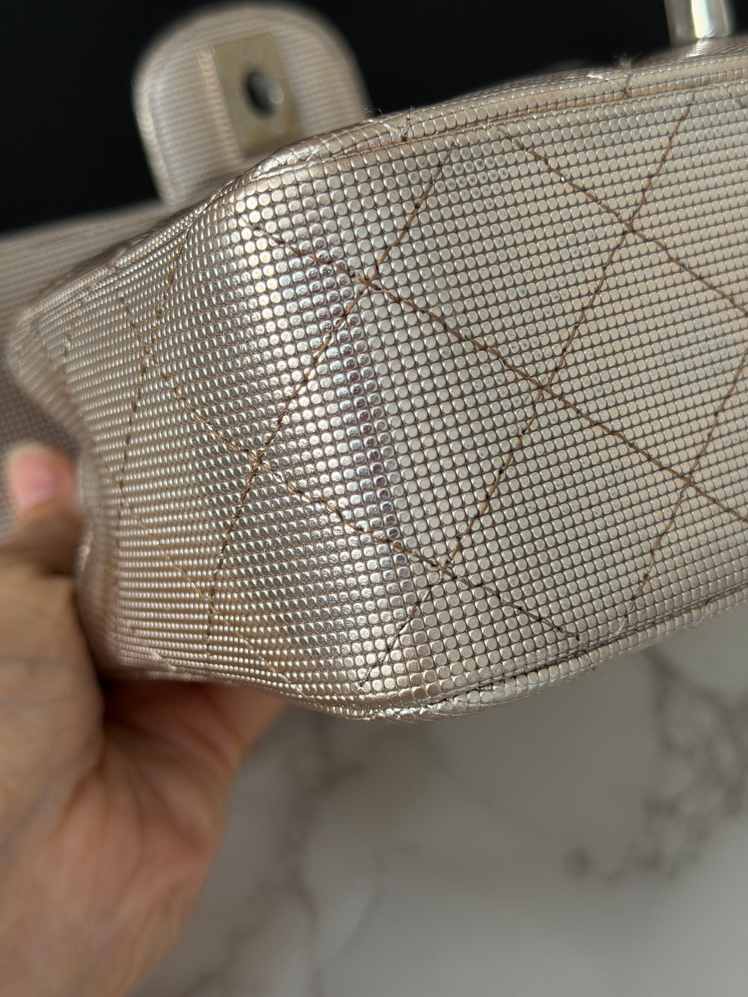 CHANEL series 21 16C 2016 Pixel Pinky Gold Calf Skin SHW Mini Rectangular Flap Bag