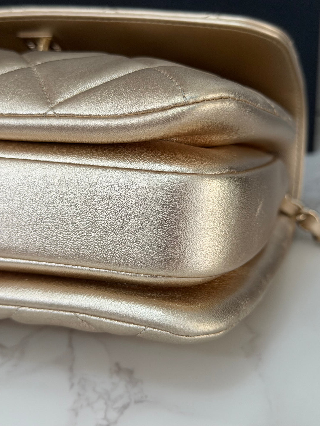 CHANEL series 30 Metallic Gold Lambskin LGHW Trendy CC top Handle Bag with non detachable Strap size SMALL 2020