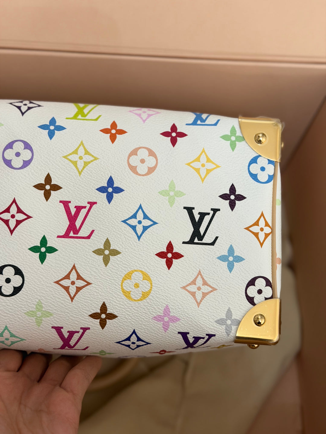 LOUIS VUITTON LV TM x LV Takashi Murakami Blanc White Multicolored Monogram canvas Speedy Bandouliere 25