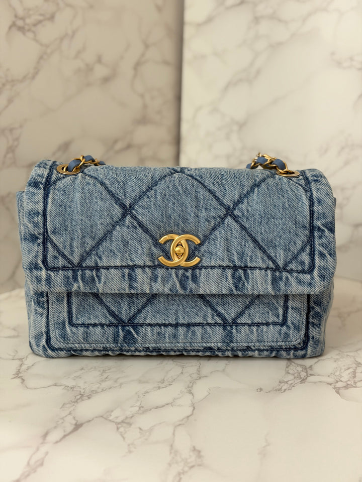 CHANEL 25K collection 2025 Blue Denim Large Flap Bag