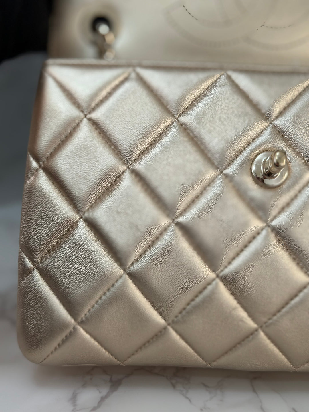 CHANEL series 30 Metallic Gold Lambskin LGHW Trendy CC top Handle Bag with non detachable Strap size SMALL 2020