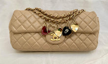 Load image into Gallery viewer, CHANEL Beige Lambskin Valentine East West Flap Bag series 13 with Charms
