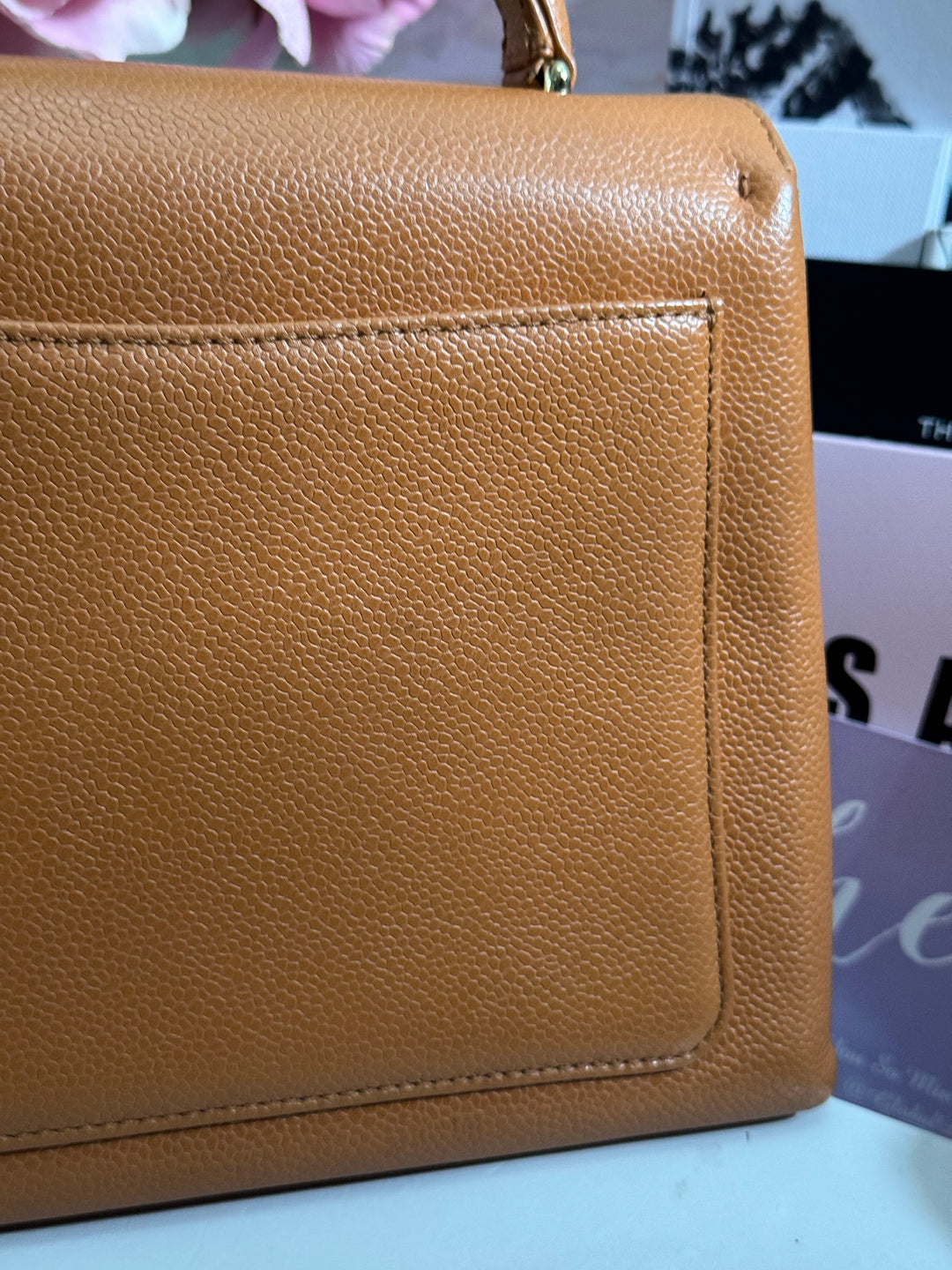 Chanel series 5 circa 1999 Kelly Top Handle Flap 24K GHW in Orange Caviar A12391