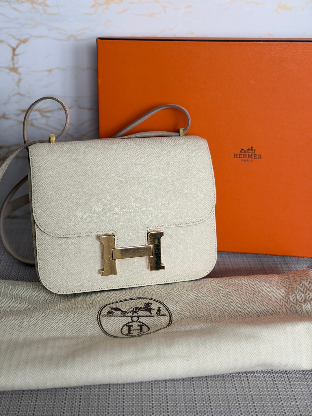 Hermès Constance 18 Mini Constance Craie Epsom Leather RGHW