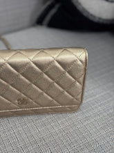 Load image into Gallery viewer, Chanel 21P 2021 Pre Spring/Summer Collection series 31 Iridescent Gold Lambskin Champagne GHW Classic Wallet on Chain (WOC)
