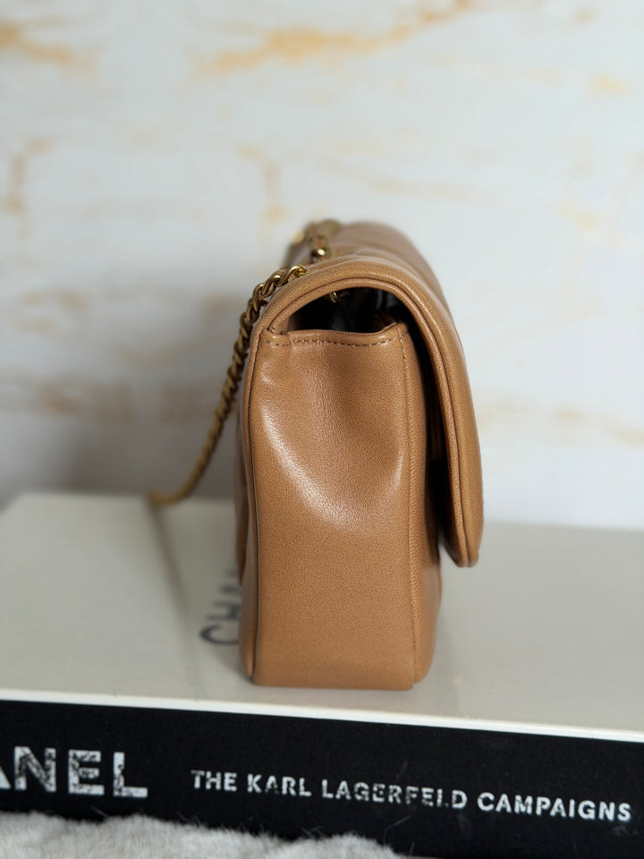 CHANEL series 21 Caramel Brown Lambskin aged GHW Diana Reissue Flap Bag size SMALL 2015