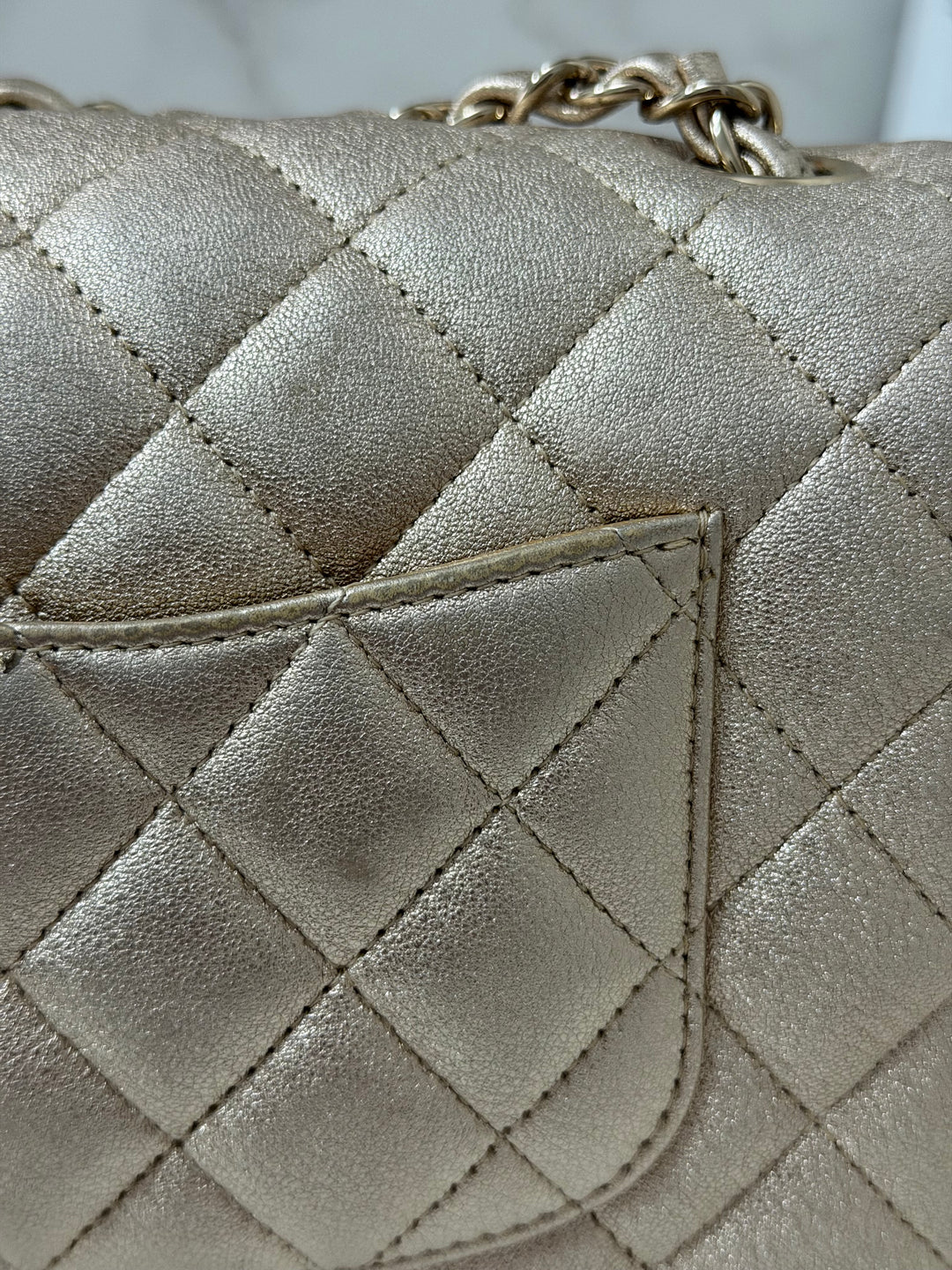 CHANEL 21P 2021 Iridescent Gold Lambskin LGHW Mini Rectangular Flap Bag series 31