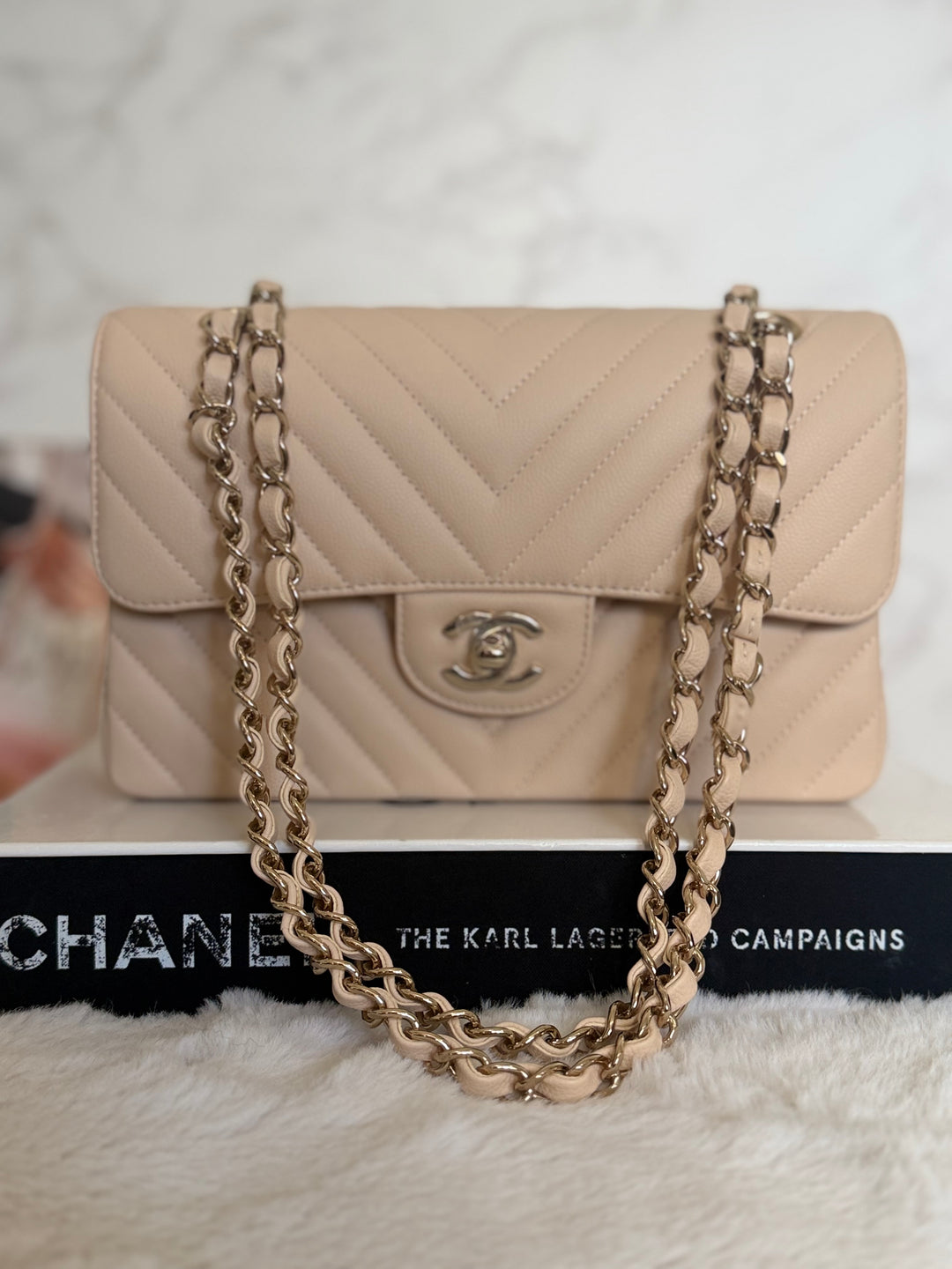 CHANEL series 31 Beige Caviar LGHW Chevron Small timeless Classic double flap Bag 2020/2021