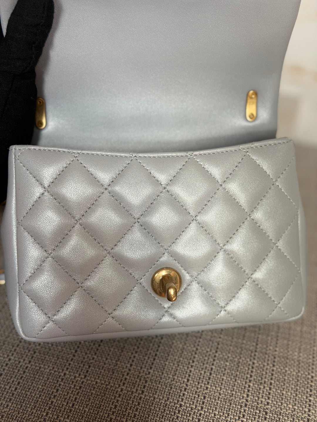 CHANEL Pearl Twist Pearly Light Blue Lambskin Mini Flap Bag 2023