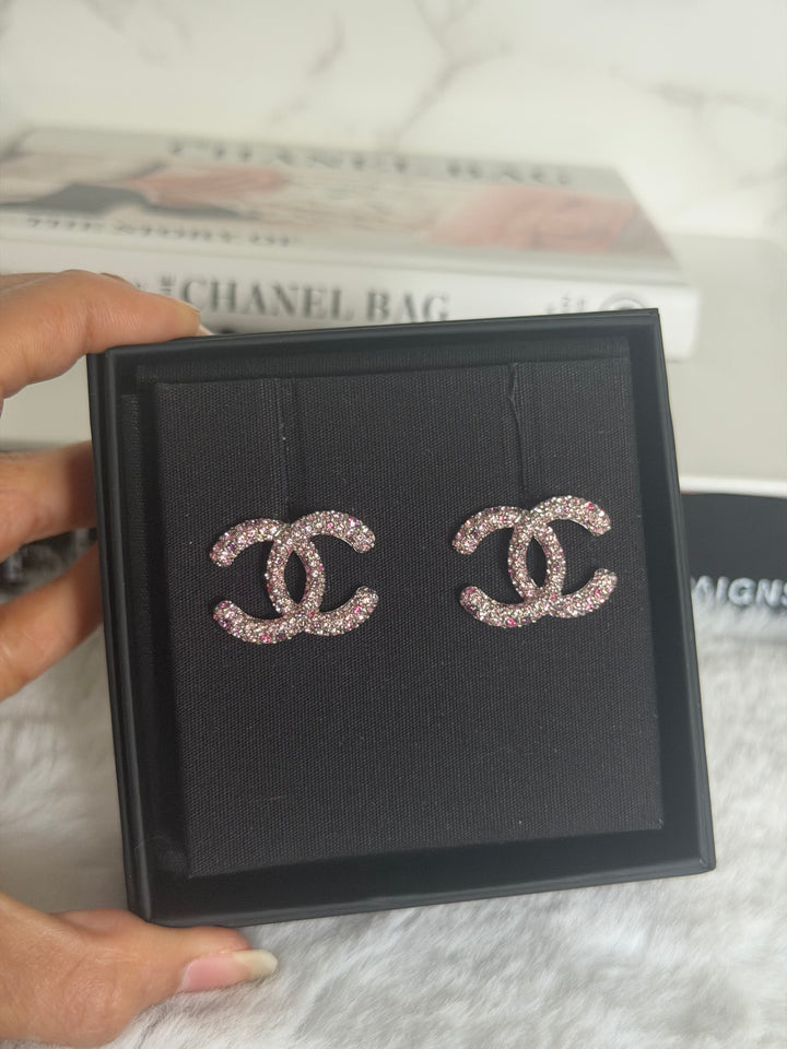 CHANEL 26A 2026 Pink Multi coloured Crystal Earrings 2 cms