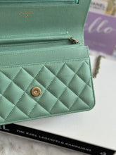 Load image into Gallery viewer, Chanel 23P Tiffany Green Caviar LGHW Classic Wallet on Chain (WOC)
