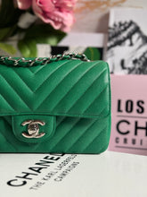 Load image into Gallery viewer, Chanel series 24 (2017) Green Caviar SHW Chevron Mini Rectangular Flap Bag
