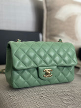 Load image into Gallery viewer, Chanel series 31 21C collection 2020/2021 Pastel Mint Green Lambskin Champagne GHW Mini Rectangular Flap Bag
