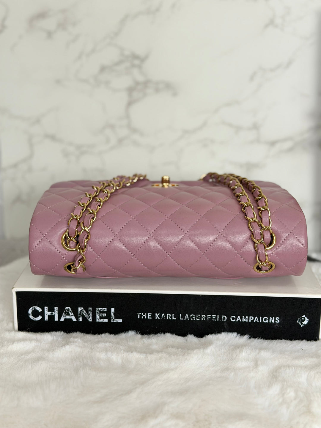 CHANEL series 21 Mauve Pink Purple Lambskin LGHW Medium ML Timeless Classic Double Flap Bag 2015