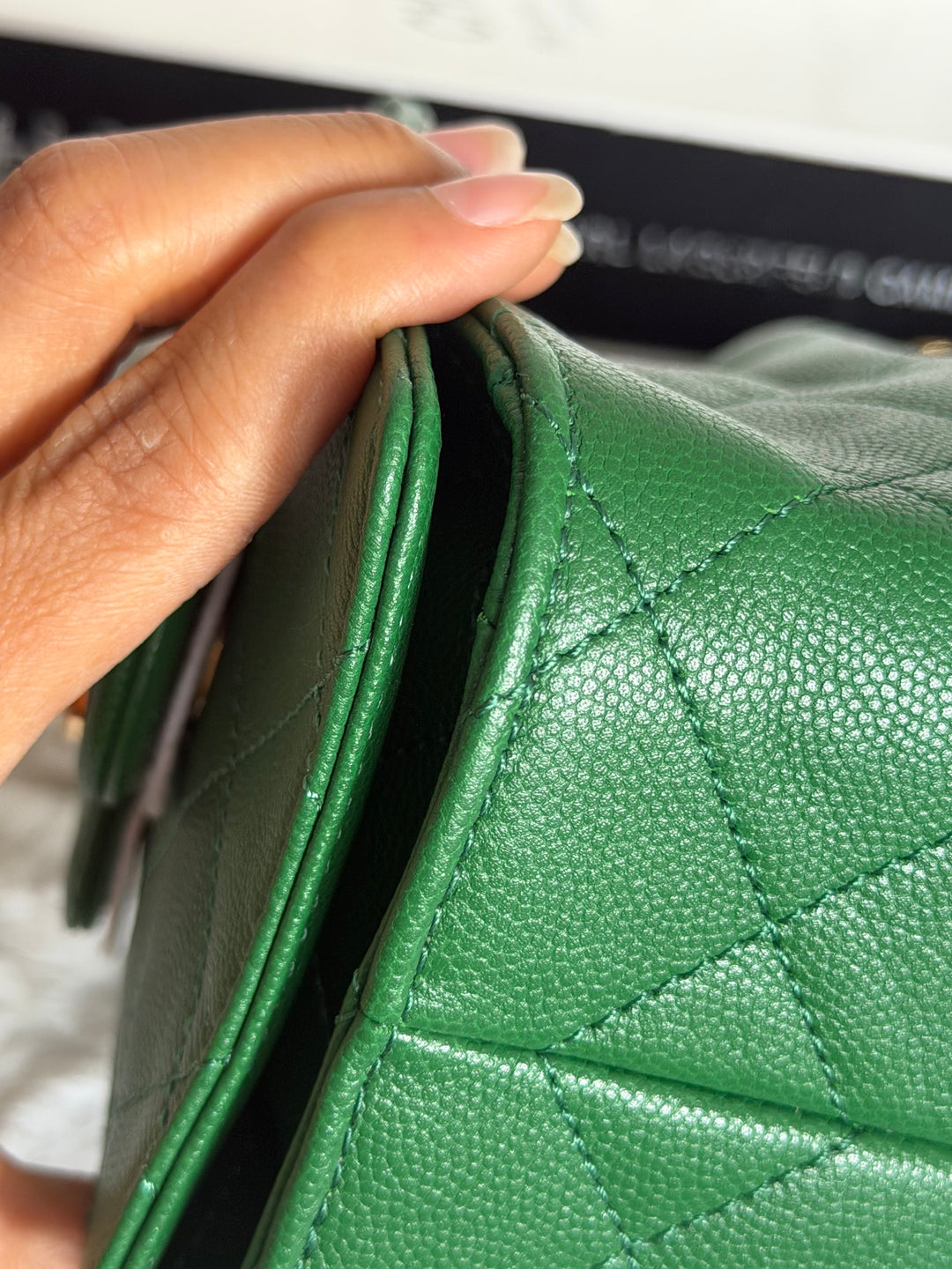 CHANEL Métiers d’art 2026 26A Green Caviar Shiny GHW MINI 25 Hobo Bag