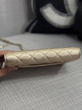 Load image into Gallery viewer, Chanel 21P 2021 Pre Spring/Summer Collection series 31 Iridescent Gold Lambskin Champagne GHW Classic Wallet on Chain (WOC)
