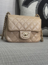 Load image into Gallery viewer, Chanel series 20 15C 2014/2015 Cruise Collection Pearly Beige Caviar Brushed GHW Square Mini Flap Bag
