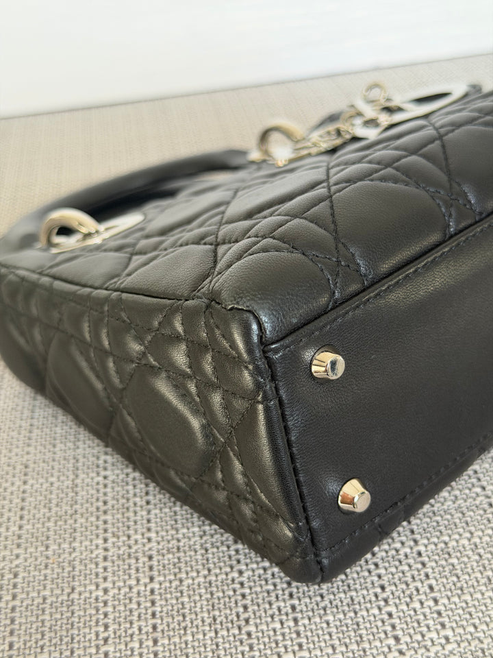 DIOR Lady Dior Mini Vintage Black Lambskin Silver hardware SHW 2006