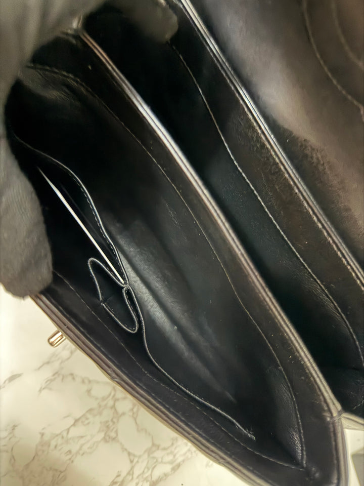 CHANEL series 24 Black Lambskin Silver HW Trendy CC Top Handle Flap Bag with Top Handle and detachable chain