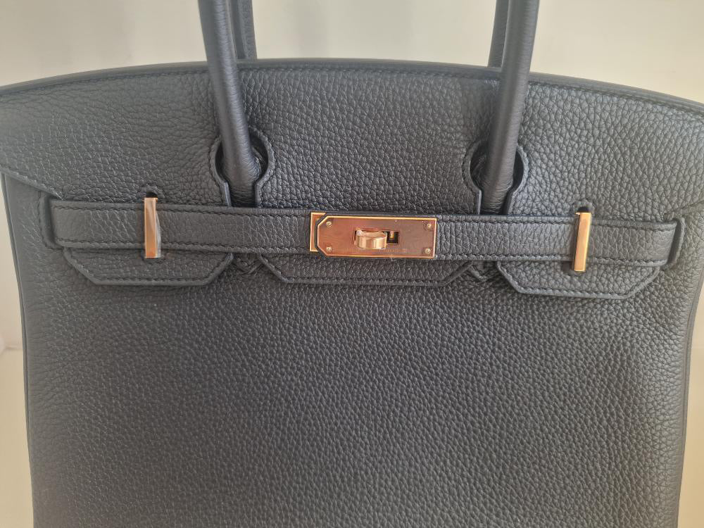 HERMES Noir/Black Togo Leather RGHW Birkin 30 Stamp D 2019