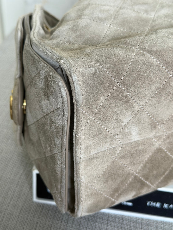 CHANEL Grey Suede 25 Hobo Bag size SMALL aged GHW 2025/2026