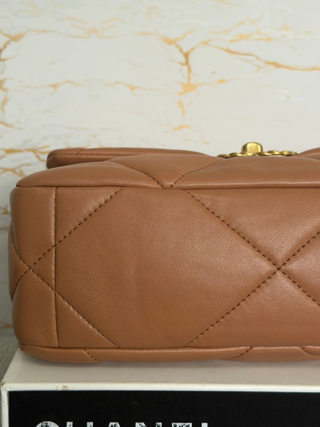 CHANEL Caramel Brown Lambskin Mixed Hardware 19 Flap Bag size SMALL 2022
