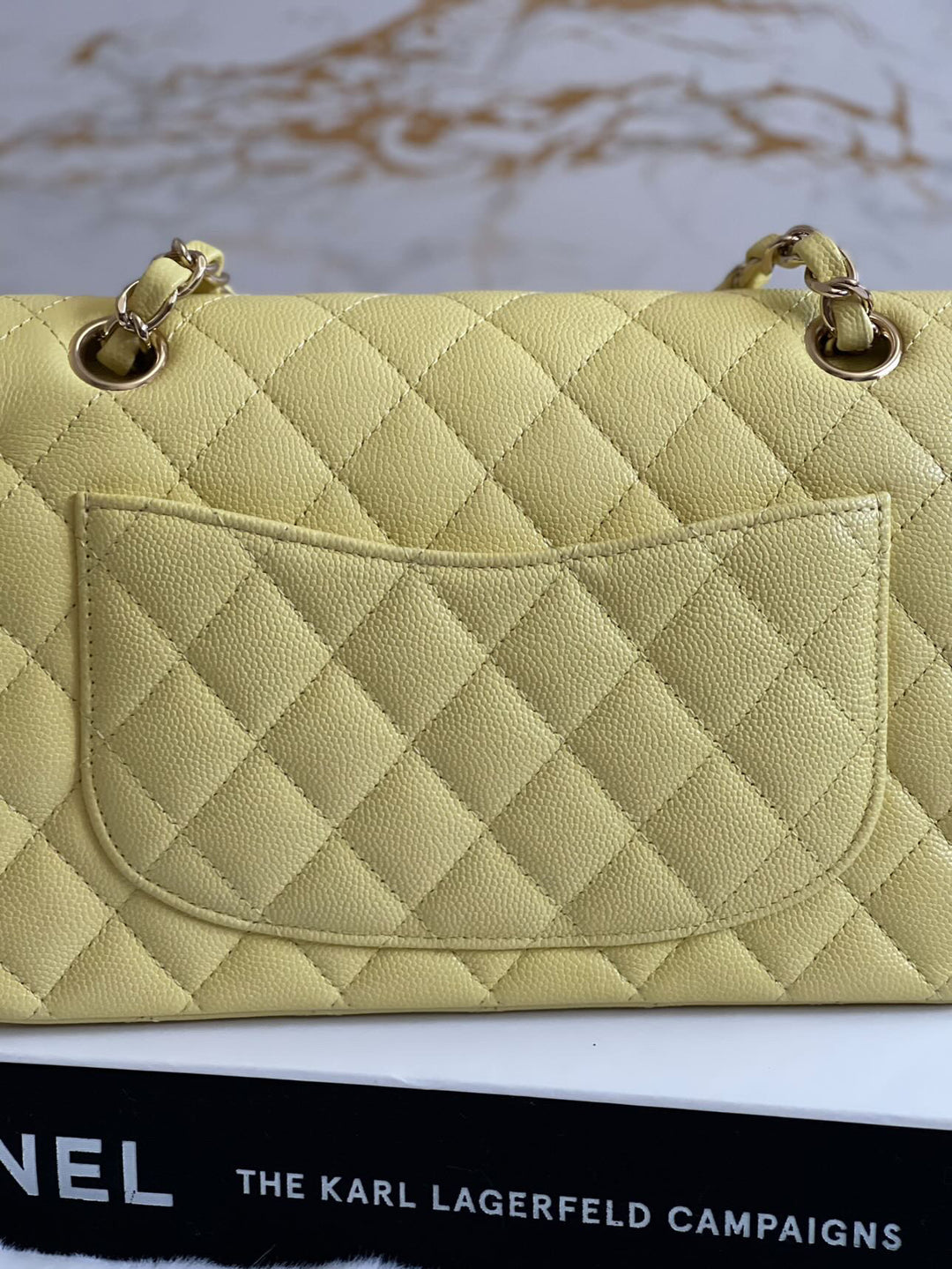 Chanel 20S 2020 Spring/Summer Collection Yellow Caviar LGHW Small Timeless Classic Double Flap Bag