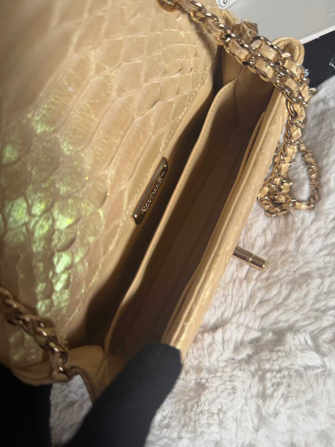 CHANEL series 20 Iridescent Ivory Llizard Exotic skin Extra Mini Rectangular Flap Bag LGHW