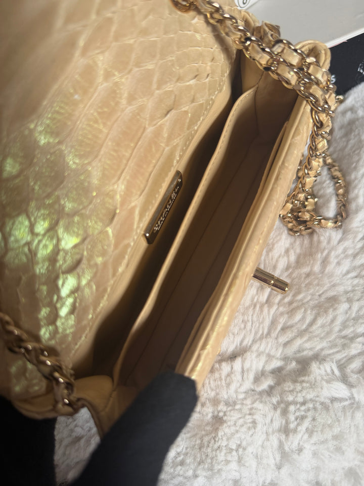 CHANEL series 20 Iridescent Ivory Llizard Exotic skin Extra Mini Rectangular Flap Bag LGHW