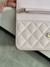 Load image into Gallery viewer, Chanel 22P 2022 Pre Spring/Summer Collection Light Sakura Pink Caviar LGHW Timeless Classic Wallet on chain (WOC)
