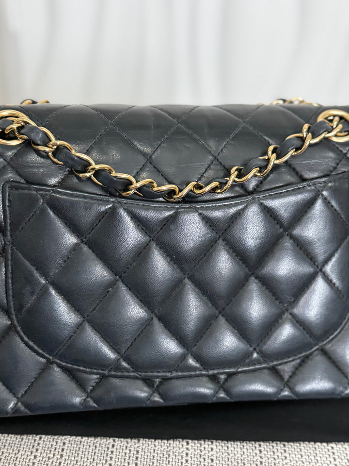 CHANEL series 11 Black Lambskin 24K GHW Vintage Small classic double flap bag 2007/2008