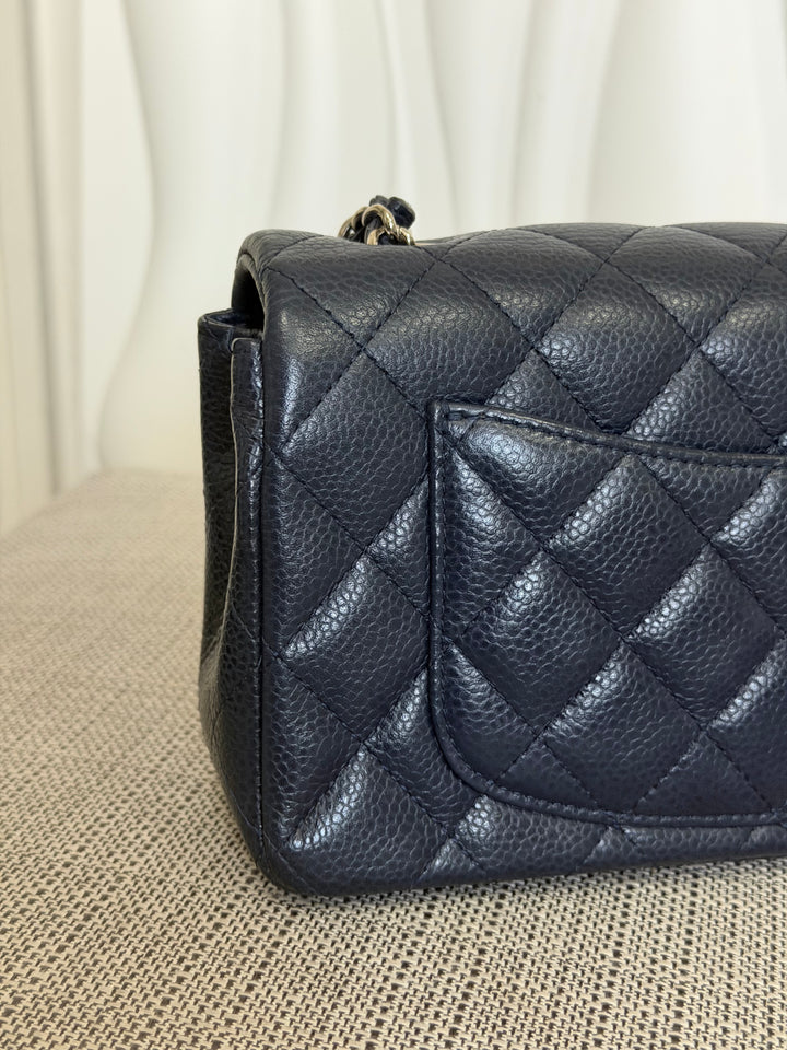 CHANEL series 19 Navy Caviar SHW Mini Rectangular Flap Bag 2014