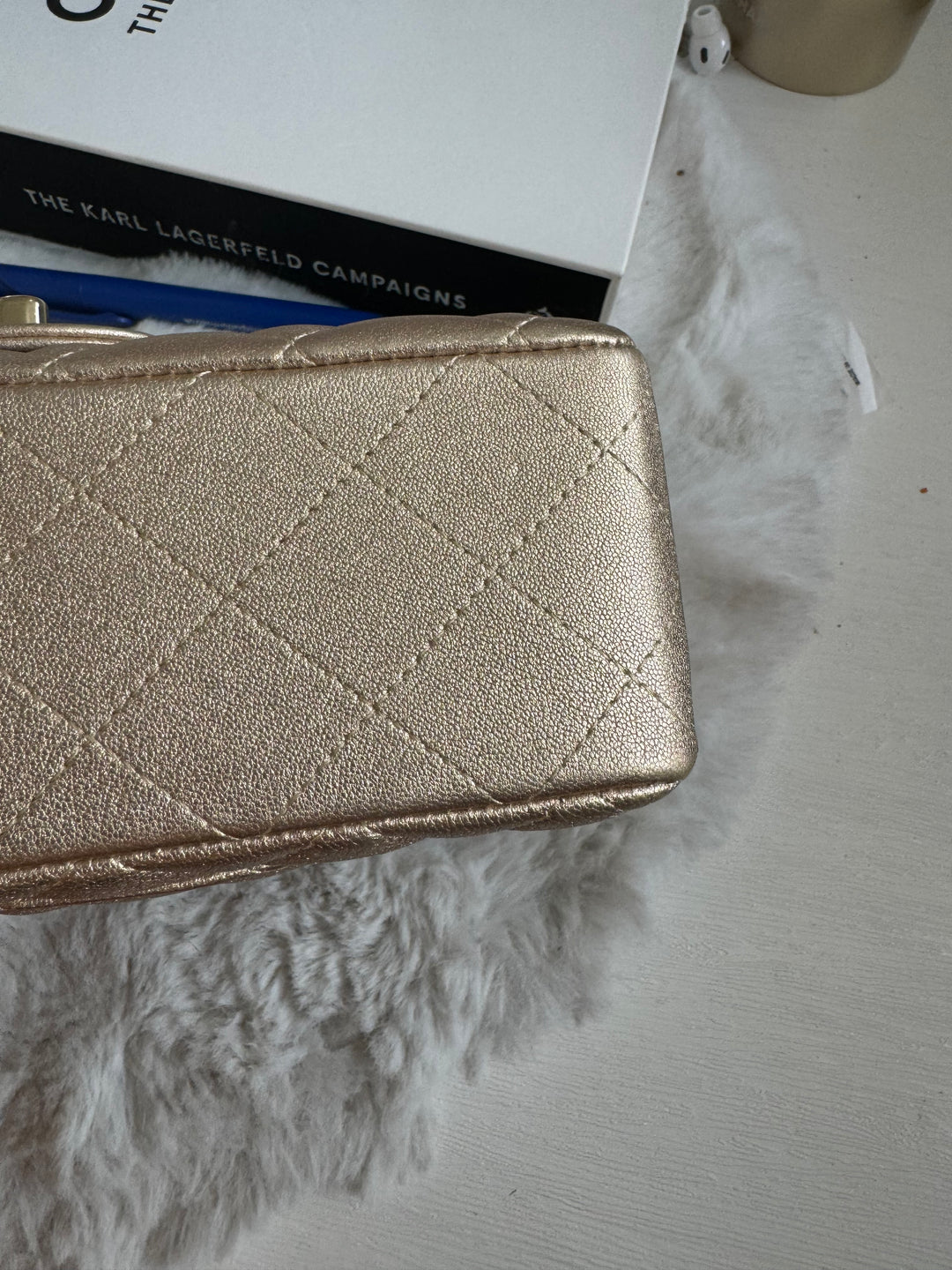 Chanel 21P series 31 Iridescent Gold Lambskin LGHW Mini Rectangular Flap Bag