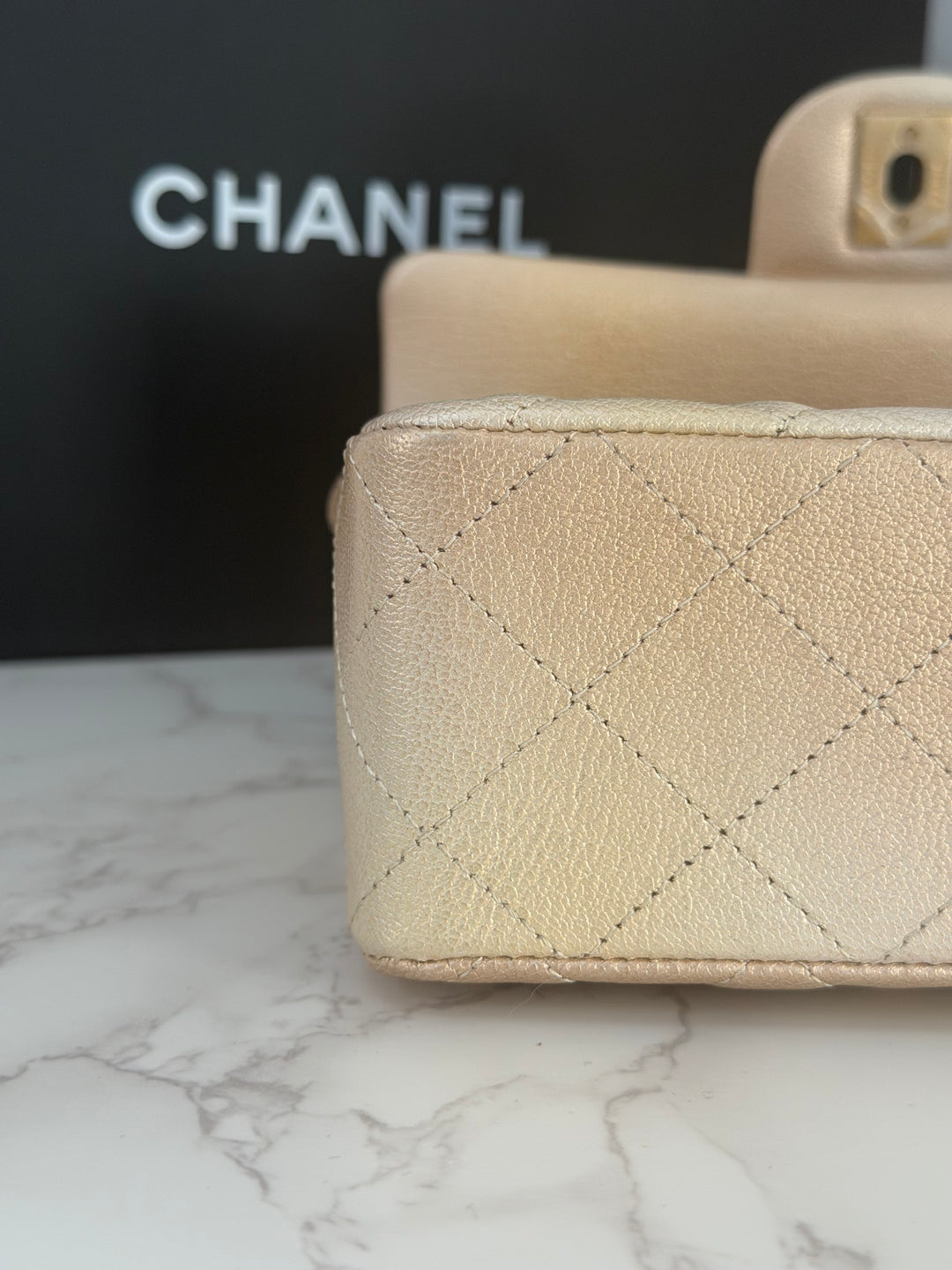 CHANEL 22P Gold Silver Ombré Goat skin Mini Rectangular Flap Bag with Aged GHW 2022