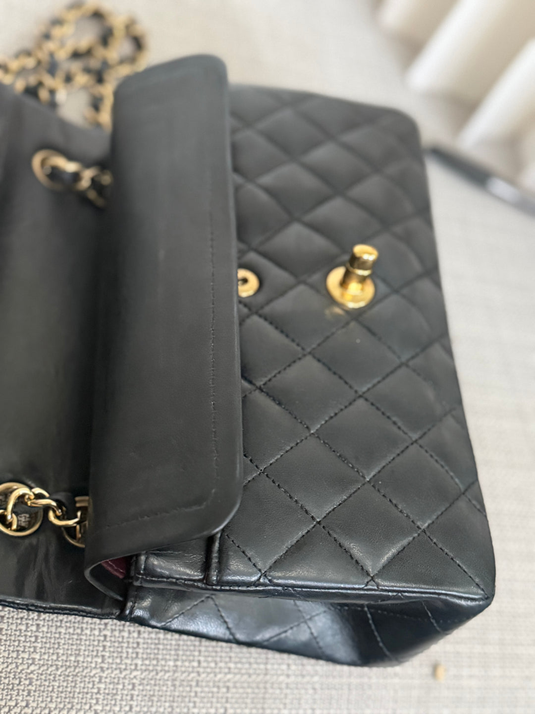 CHANEL series 11 Black Lambskin 24K GHW Vintage Small classic double flap bag 2007/2008